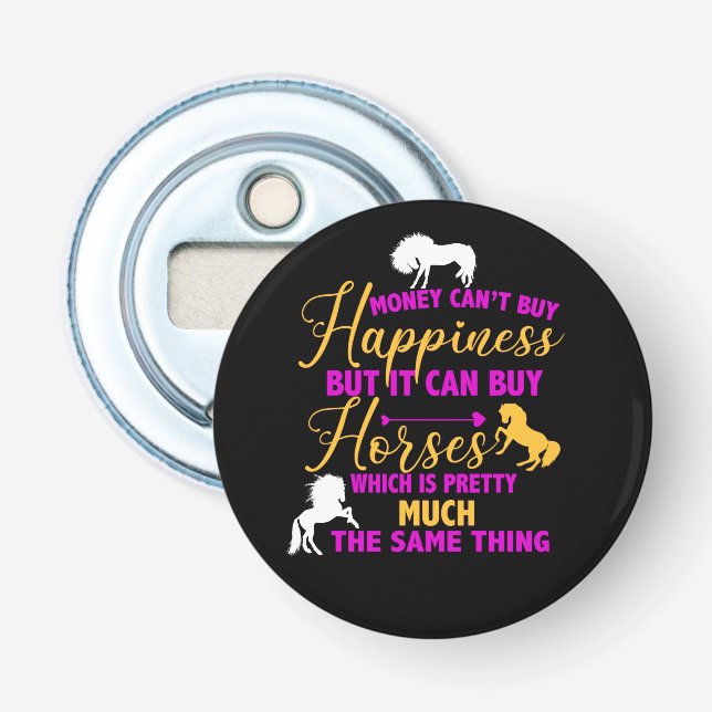 Money Can Buy Horses Purple Yellow  Bottle Opener (Front)