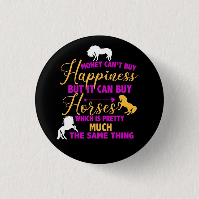 Money Can Buy Horses Purple Yellow     Button (Front)