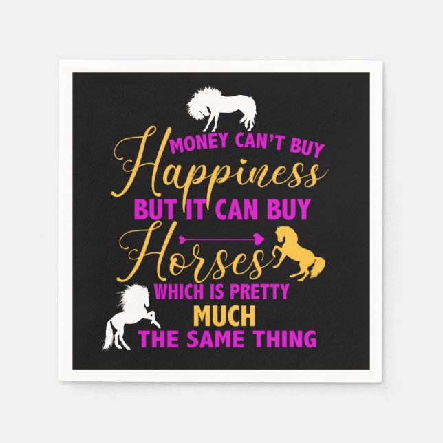 Money Can Buy Horses Purple Yellow   Napkins (Front)
