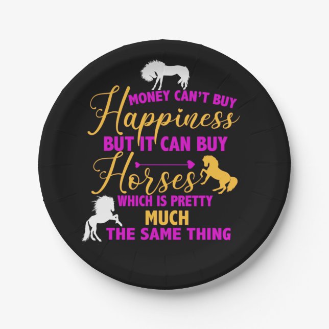 Money Can Buy Horses Purple Yellow    Paper Plates (Front)