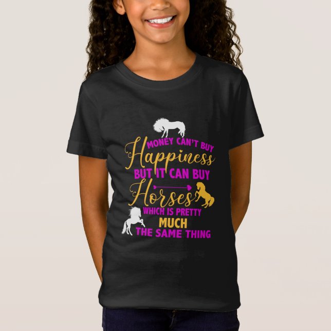 Money Can Buy Horses Purple Yellow   T-Shirt (Front)