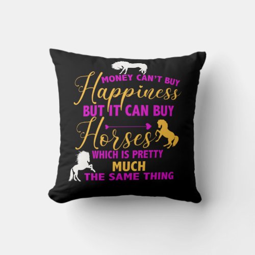 Money Can Buy Horses Purple Yellow  Throw Pillow