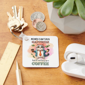 Money Can't Buy Happiness Funny Cat Lover Gift  Keychain