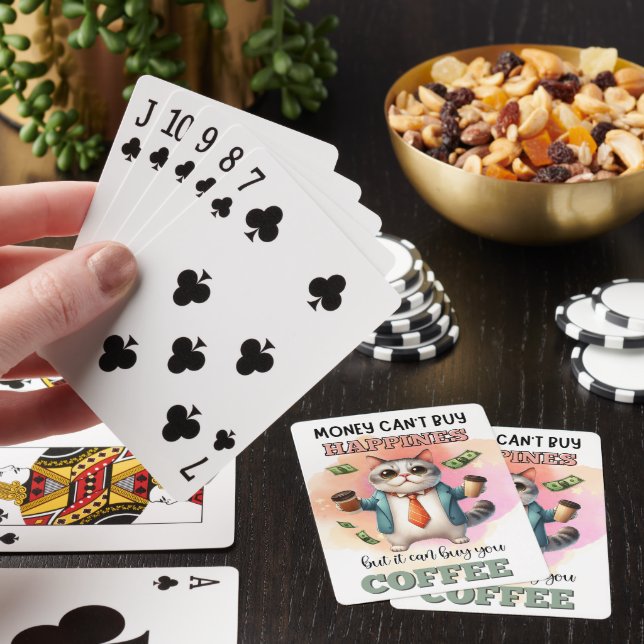 Money Can't Buy Happiness Funny Cat Lover Gift  Poker Cards (In Situ)