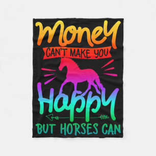 Money Cant Buy Happiness Horses Riding Colorful Wa Fleece Blanket