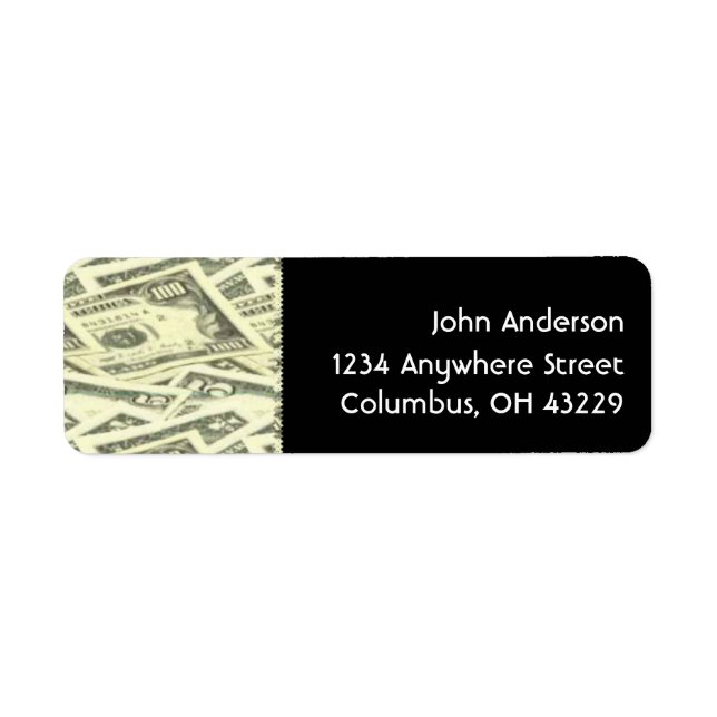 Money Cash Bills Return Address Labels (Front)