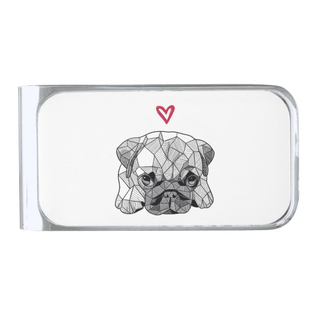 Money Clip Geometric pug baby puppy dog (Front)