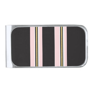 Money Clip Stripe Pink & White Gold Black