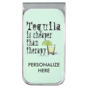 MONEY CLIP - TEQUILA, CHEAPER THAN THERAPY