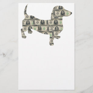 Money Dachshund Wall Street Stationery