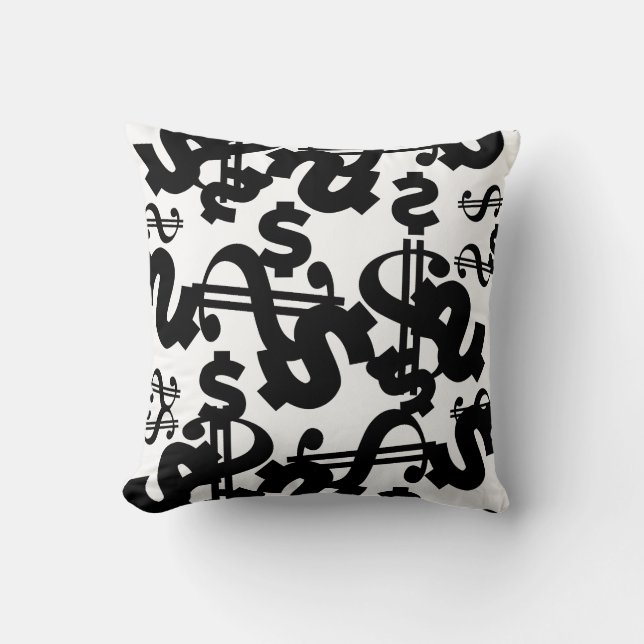 Money Dollar Pattern Throw Pillow Cushion (Front)