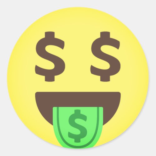 Money Dollar Signs Emoji Classic Round Sticker