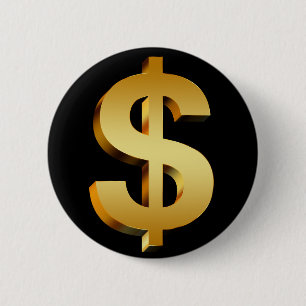 Money dollar symbol pinback button