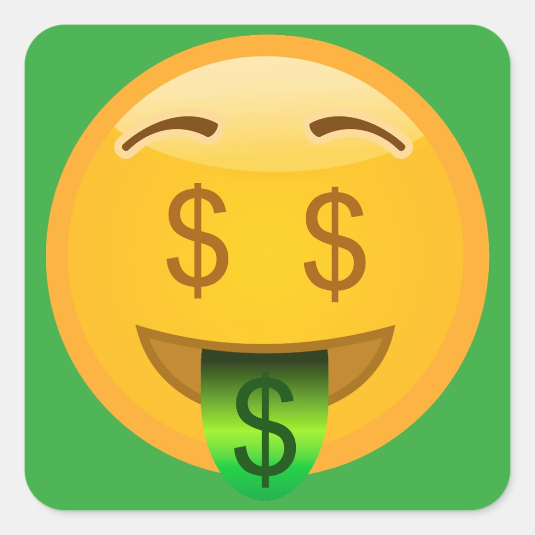 Money Emoji Square Sticker | Zazzle