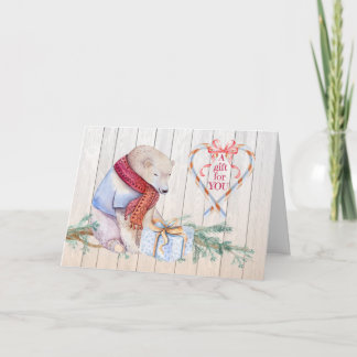 Money Enclosed Christmas Polar Bear with Gift card