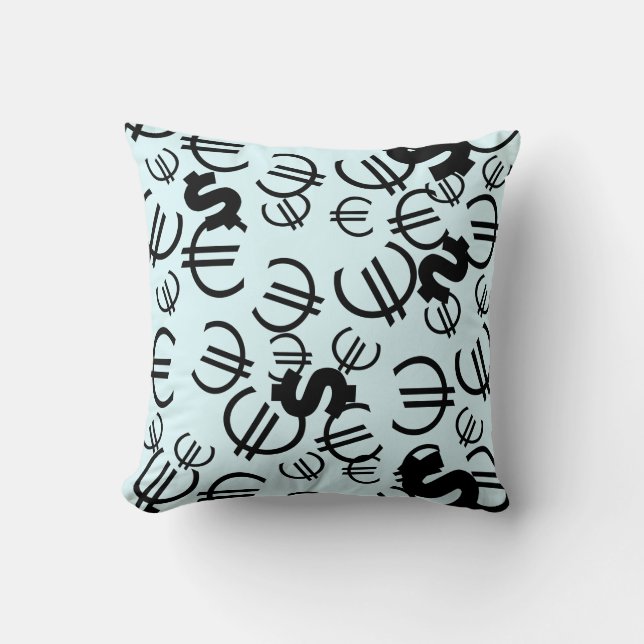 Money Euro Dollar Pattern Throw Pillow Cushion (Front)