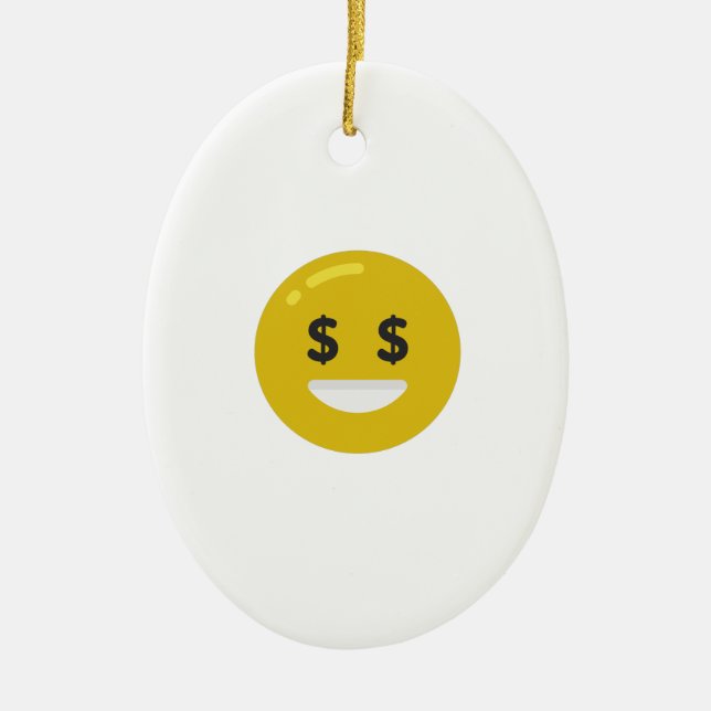 money eye emoji ceramic ornament (Front)
