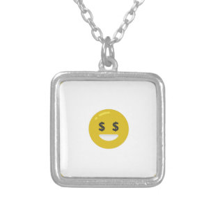 money eye emoji silver plated necklace