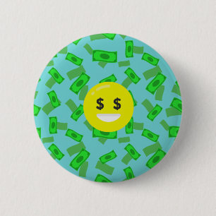 money eyed emoji pinback button