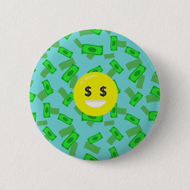 money eyed emoji pinback button (Front)