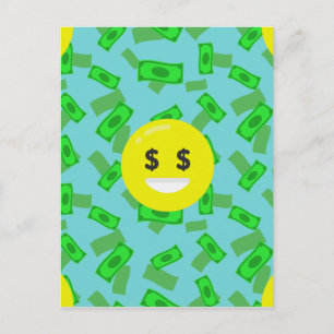 money eyed emoji postcard