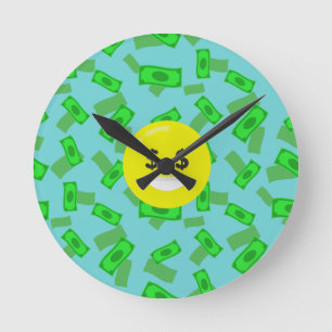 money eyed emoji round clock