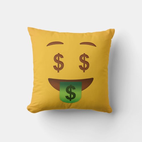Money Face Emoji   Throw Pillow