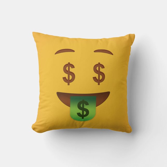Money Face Emoji   Throw Pillow (Front)