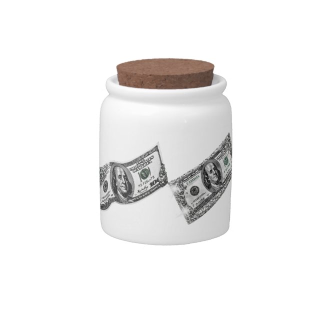 Money Glitter Look Candy Jar (Front)