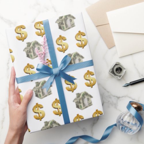 Money Houses and Dollar Signs Wrapping Paper