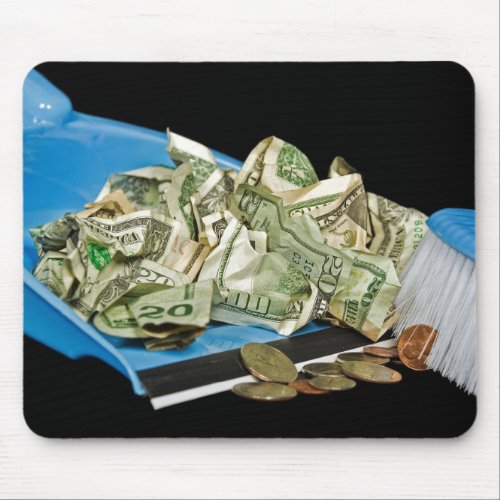 Money In Dust Pan Mouse Pad