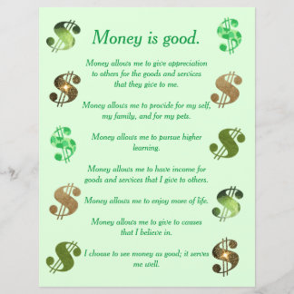 Money is good, List of Affirmations