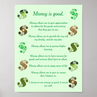 Money is good, positive statements dollar signs
