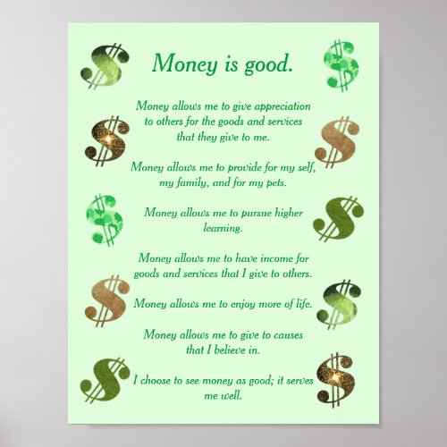 Money is good positive statements dollar signs