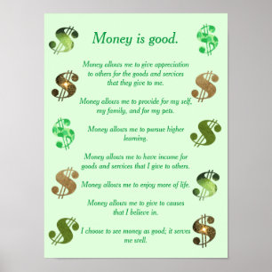 Money is good, positive statements dollar signs