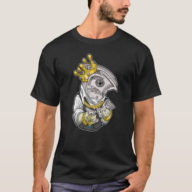 money king crown rich dollar diamonds cash HipHop  T-Shirt (Front)