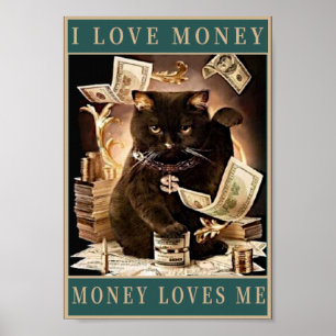 Money love quote vintage poster