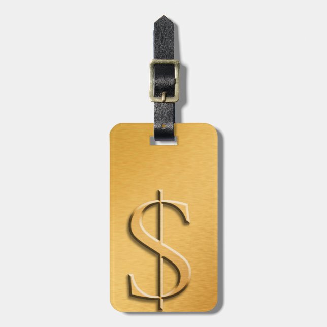 Money Luggage Tag w/ leather strap (Front Vertical)