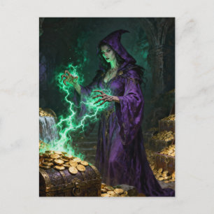 Money magic witch postcard