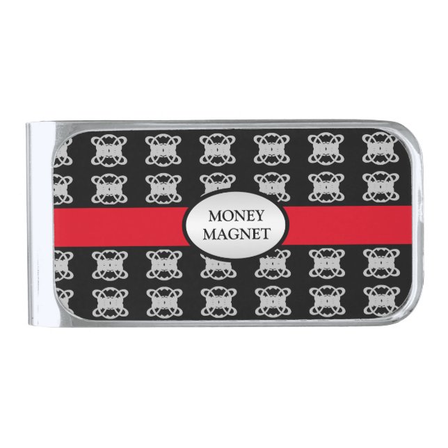 Money Magnet in Black Red Gray Silver Finish Money Clip (Front)