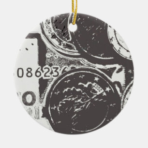 Money makes the world go round ceramic ornament