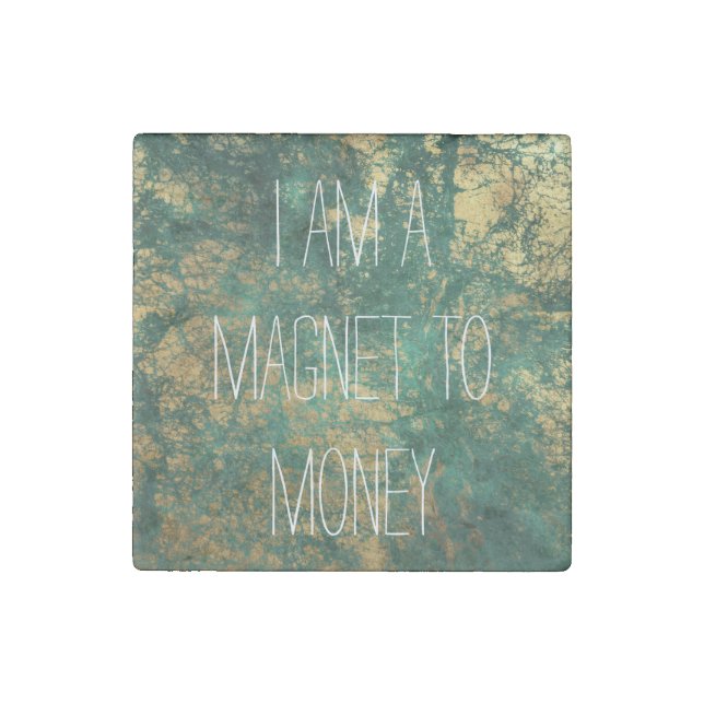 Money Manifestation Affirmation Quote Stone Magnet (Front)