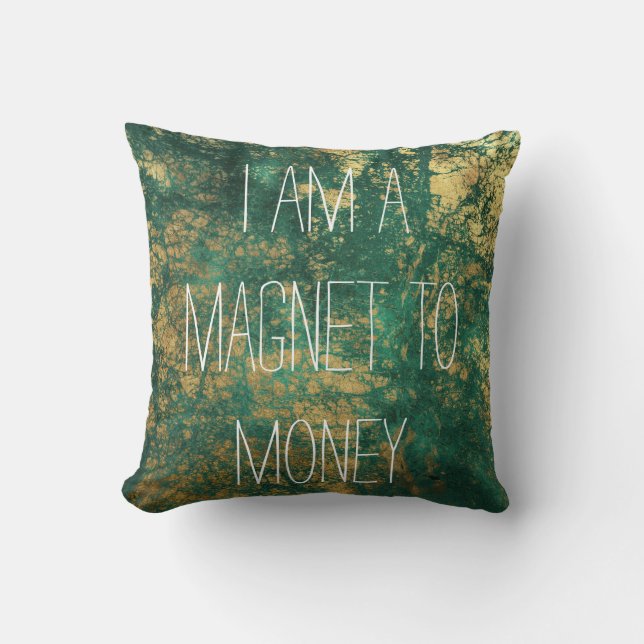 Money Manifestation Affirmation Quote Throw Pillow (Front)