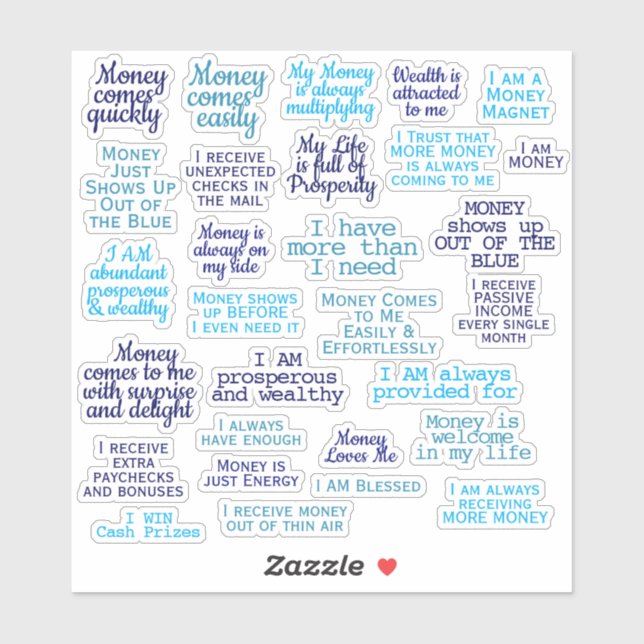 Money Manifestation Prosperity Manifesting Quotes Sticker (Sheet)