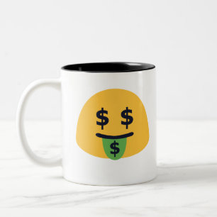 Money Mouth Emoji Two-Tone Coffee Mug