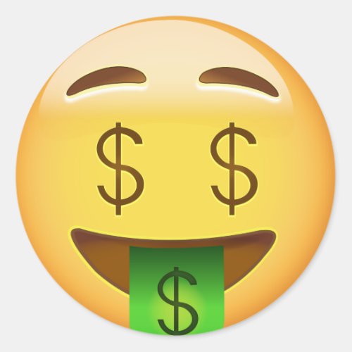 Money_Mouth Face Emoji Classic Round Sticker