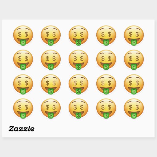 Money Mouth Hilarious Emoji Classic Round Sticker Zazzle