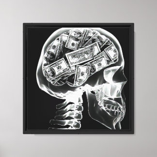 Money on the Mind Skull X-ray Art Canvas Print