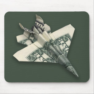 Money Origami F-18 Jet Fighter Airplane Mouse Pad