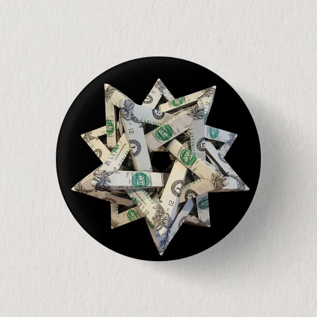 Money Origami Five Intersecting Tetrahedra Button (Front)